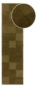 Kaki zelen ročno tkan volnen tekač 60x230 cm Checkerboard – Flair Rugs