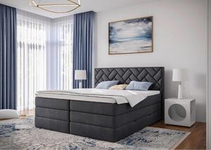 BOXSPRING POSTELJA 140 cm x 200 cm , tekstil, leseni material antracit