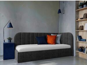 OBLAZINJENA POSTELJA 90 cm x 200 cm , les, tekstil, leseni material temno siva