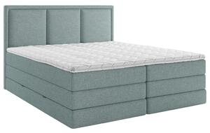POSTELJA BOXSPRING 180 cm x 220 cm , les, tekstil, leseni material barve petroleja