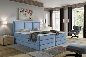 BOXSPRING POSTELJA 200 cm x 200 cm , tekstil modra