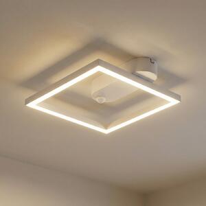 Lindby LED stropna svetilka Yulla, bela, detektor gibanja, Bela, Hodnik, Aluminij, Sodobni