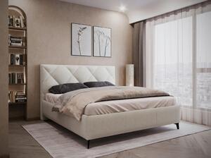 OBLAZINJENA POSTELJA 160 cm x 200 cm , tekstil krem barve