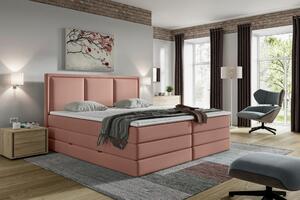 BOXSPRING POSTELJA 200 cm x 200 cm , tekstil starinsko roza