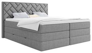 BOXSPRING POSTELJA 140 cm x 200 cm , tekstil, leseni material srebrne barve