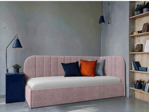 OBLAZINJENA POSTELJA 90 cm x 200 cm , les, tekstil, leseni material roza