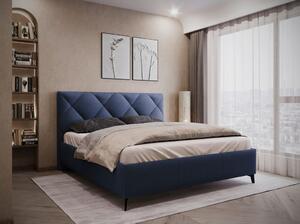 OBLAZINJENA POSTELJA 180 cm x 200 cm , tekstil temno modra