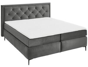 BOXSPRING POSTELJA 160 cm x 200 cm , tekstil siva