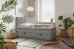 POSTELJA Z VZMETNICO 90 cm x 200 cm , les, tekstil, leseni material temno siva