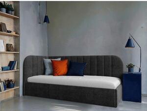 OBLAZINJENA POSTELJA 90 cm x 200 cm , les, tekstil, leseni material temno siva