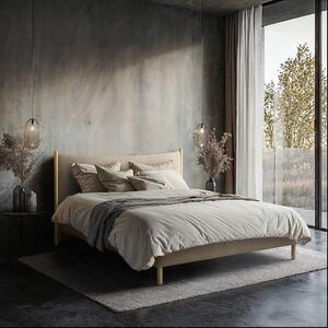 OBLAZINJENA POSTELJA 140 cm x 200 cm , les, tekstil, leseni material rjava