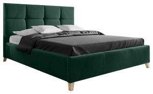 OBLAZINJENA POSTELJA 140 cm x 200 cm , tekstil temno zelena