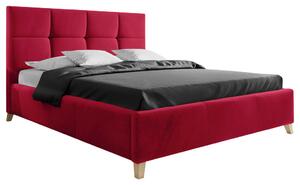 OBLAZINJENA POSTELJA 140 cm x 200 cm , tekstil rdeča