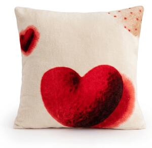 Obojestranska prevleka za blazino DUO SENSE HEARTELLE 45x45 cm mikropliš/flanel, kremna