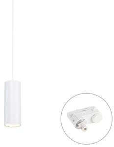 Dizajnerska viseča svetilka bela vklj. adapter za tirnico 3-fazna - 3-Phase Tubo