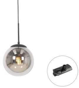 Art Deco viseča svetilka črna z dimnim steklom vklj. adapter za tirnico 1-fazna - Iconic Flore