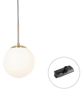 Art Deco viseča svetilka zlata z opalnim steklom, vklj. črni adapter za tirnico 1-fazni - Iconic Flore