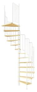 Dolle Spiralno stopnišče Dunaj (Premer: 138 cm, Bele barve, Barva stopnice: Bukev rjava, Višina nadstropja: 229 cm - 291 cm)