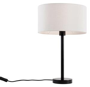 Namizna svetilka črna z ovalnim platnenim senčilom bela 35 cm - Simplo