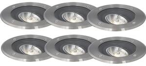 Set 6 modernih zunanjih talnih reflektorjev iz jekla AR70 nastavljiv IP65 - Delux