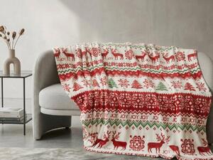 Bela božična deka iz mikropliša CHRISTMAS JOY Dimenzije: 200 x 220 cm