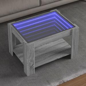 VidaXL Klubska mizica LED siva sonoma 73x53x45 cm inženirski les