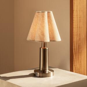 Audo Copenhagen baterijska namizna svetilka Admiral, krom/bež, 27 cm, tekstil, zatemnjen, Bež, Dnevna soba / jedilnica, Plastika, Dizajn