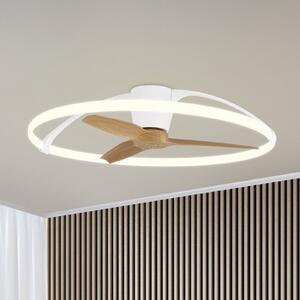 Mantra Iluminación Pametni LED stropni ventilator Nepal, bel/buk, enosmerni tok, tiho delovanje, zatemnjen, Les, Dnevna soba / jedilnica, Kovina, Sodobni