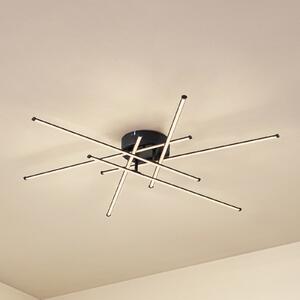 Lindby LED stropna svetilka Elviano, Ø 80 cm, črna, 3.000 K, Črna, Dnevna soba / jedilnica, Aluminij, Sodobni