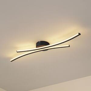 Lindby LED stropna svetilka Ravion, 90 cm, črna, 3.000 K, Črna, Dnevna soba / jedilnica, Aluminij, Sodobni