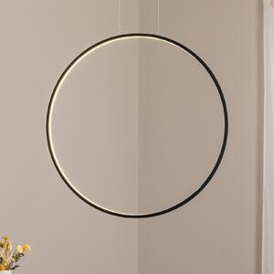Milagro Lighting LED viseča svetilka Saturno, navpična, črna, Ø 80 cm, kovina, Črna, Dnevna soba / jedilnica, Aluminij, Sodobni