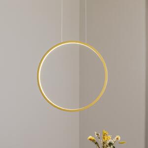 Milagro Lighting LED viseča svetilka Saturno, navpična, zlata, Ø 50 cm, kovina, Zlata / medeninasta, Dnevna soba / jedilnica, Aluminij, Sodobni