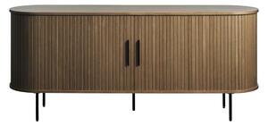 Rjava komoda v hrastovem dekorju z drsnimi vrati 180x76x45 cm Nola – Unique Furniture
