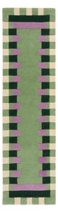 Zelen/vijoličen ročno tkan volnen tekač 60x230 cm Kai Wool Border – Flair Rugs