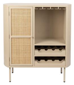 Kremno bela vinska omara iz ratana za 8 steklenic 90x100 cm Amaya – White Label