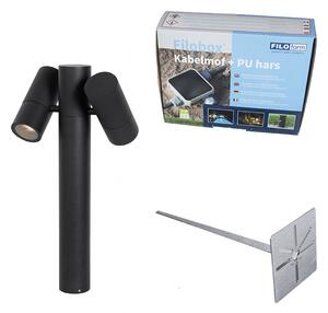 Stoječa zunanja svetilka črna 50 cm 2-luč nastavljivo - Duo
