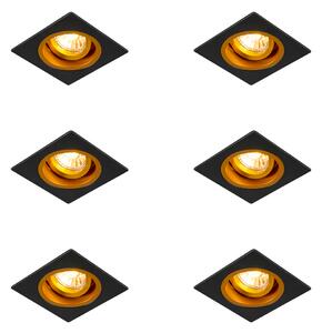 Komplet 6 vgradnih reflektorjev črne barve z zlatom 9,3 cm, vrtljivih in nagibnih - Chuck
