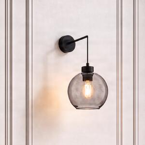 TK Lighting Stenna svetilka Cubus, črna/dimno siva, steklo, višina 30 cm, E27, zatemnjen, Siva, Dnevna soba / jedilnica, Steklo, Sodobni, Globus