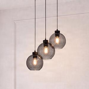 TK Lighting Obesek Cubus, Ø 50 cm, 3-svetlobni, dimno siva, steklo, zatemnjen, Siva, Dnevna soba / jedilnica, Steklo, Sodobni, Obeski v svežnju