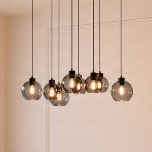 TK Lighting Visoka svetilka Cubus, dolžina 95 cm, 8-svetlobna, dimno siva, steklo, zatemnjen, Siva, Dnevna soba / jedilnica, Steklo, Sodobni