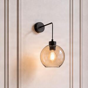 TK Lighting Stenna svetilka Cubus, črna/jantar, steklo, Ø 18 cm, E27, zatemnjen, Rjava / rjasta, Dnevna soba / jedilnica, Steklo, Sodobni, Globus