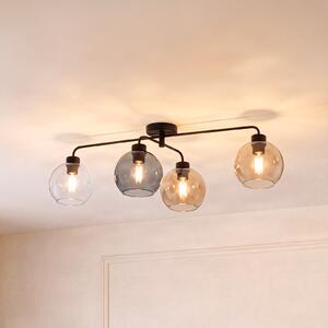TK Lighting Stropna svetilka Cubus s štirimi žarnicami, prozorna/jantar/siva, zatemnjen, Siva, Dnevna soba / jedilnica, Steklo, Sodobni