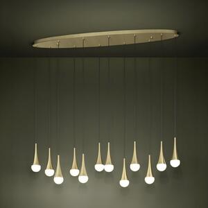 Stars of Light LED-visoka svetilka TARANCON, medenina, 148 cm, 12-žarilna, zatemnjen, Zlata / medeninasta, Dnevna soba / jedilnica, Kovina
