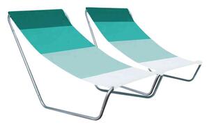 Komplet 2 zložljivih ležalnikov za plažo SAND, zelene črte