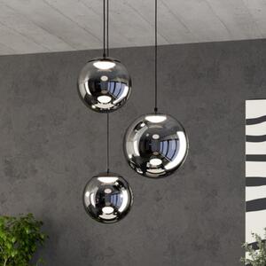 Stars of Light LED-visoka svetilka ANORIAS, črna, Ø 46 cm, 3-kraka, zatemnjen, Črna, Dnevna soba / jedilnica, Steklo, Globus