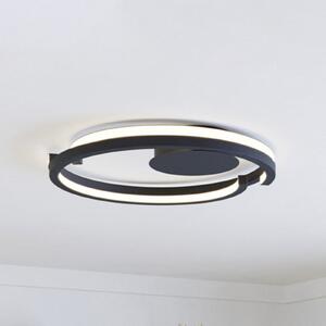 EGLO LED-stropna svetilka MEZZOMONTE, črna, Ø 48 cm, CCT, zatemnjen, Črna, Dnevna soba / jedilnica, Aluminij