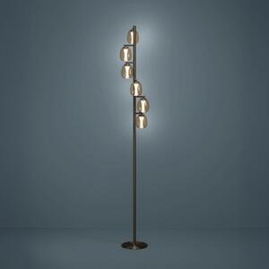 Stars of Light LED-stoječa svetilka FERRO, bronasta/rjava, 156 cm, 6-žarilna, zatemnjen, Rjava / rjasta, Dnevna soba / jedilnica, Steklo