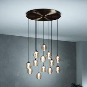 Stars of Light LED-visoka svetilka FERRO 58 cm, 13-žarilna, bronasta/rjava, zatemnjen, Rjava / rjasta, Dnevna soba / jedilnica, Steklo