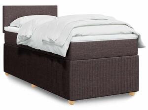 VidaXL Box spring postelja z vzmetnico temno rjav 90x190 cm blago