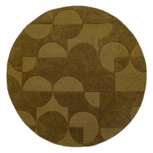 Temno zelena ročno tkana volnena okrogla preproga ø 160 cm Gigi – Flair Rugs